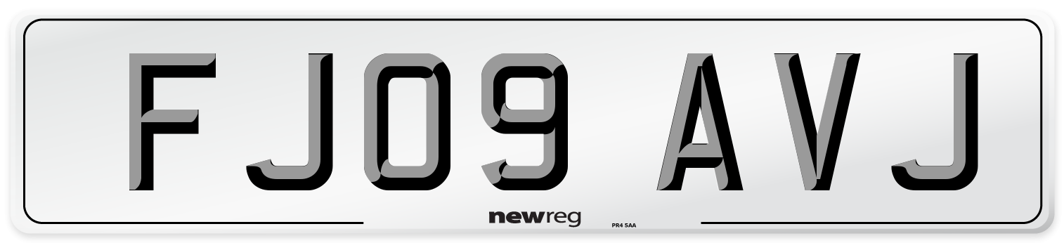 FJ09 AVJ Number Plate from New Reg